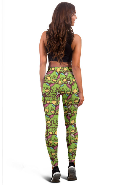 Zombie Head Design Pattern Print Women Leggings