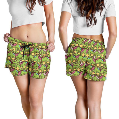 Zombie Head Design Pattern Print Women Shorts-JTAMIGO.COM