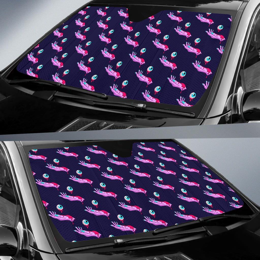 Zombie Pink Hand Design Pattern Print Car Sun Shade For Windshield