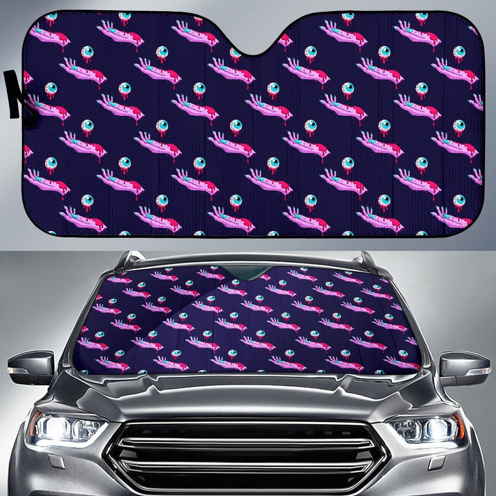 Zombie Pink Hand Design Pattern Print Car Sun Shade For Windshield
