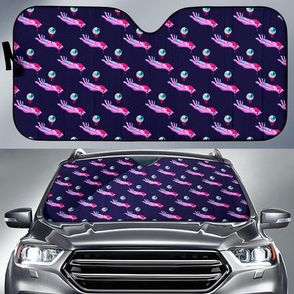 Zombie Pink Hand Design Pattern Print Car Sun Shade For Windshield