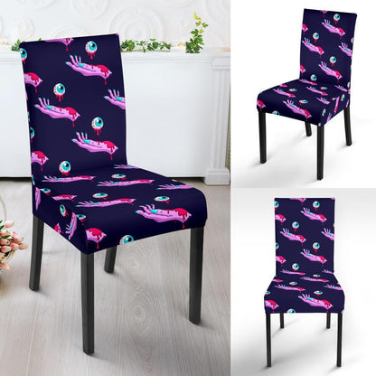 Zombie Pink Hand Design Pattern Print Dining Chair Slipcover-JTAMIGO.COM