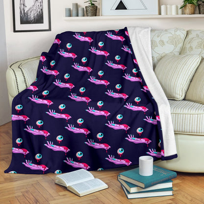 Zombie Pink Hand Design Pattern Print Fleece Blanket
