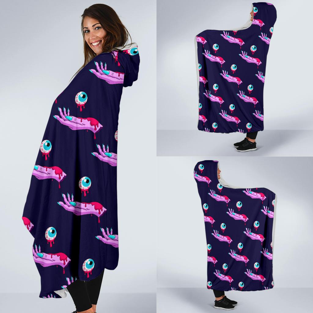 Zombie Pink Hand Design Pattern Print Hooded Blanket-JTAMIGO.COM