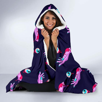Zombie Pink Hand Design Pattern Print Hooded Blanket-JTAMIGO.COM