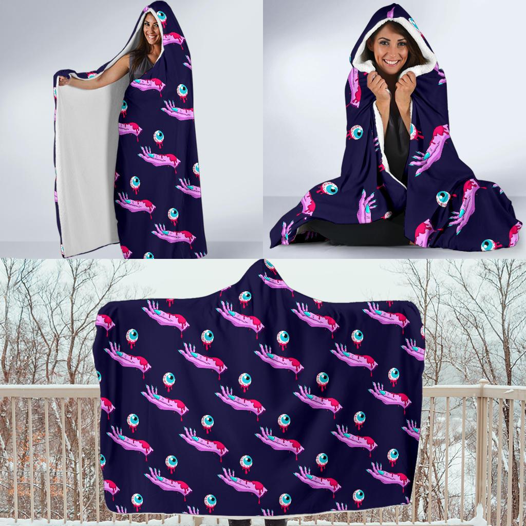 Zombie Pink Hand Design Pattern Print Hooded Blanket-JTAMIGO.COM