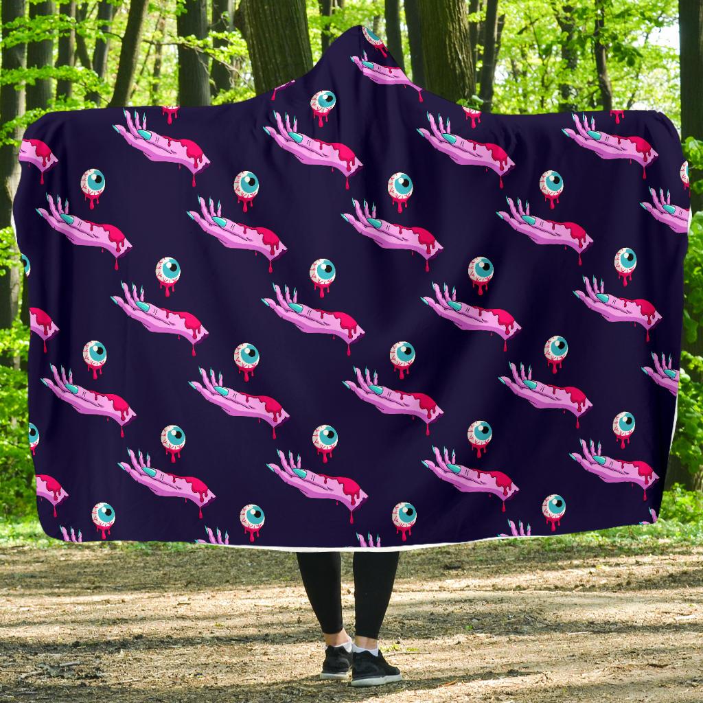Zombie Pink Hand Design Pattern Print Hooded Blanket-JTAMIGO.COM