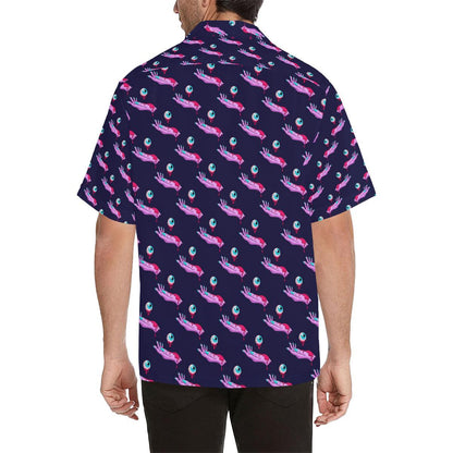 Zombie Pink Hand Design Pattern Print Men Aloha Hawaiian Shirt