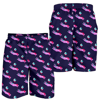 Zombie Pink Hand Design Pattern Print Mens Shorts-JTAMIGO.COM