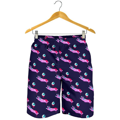 Zombie Pink Hand Design Pattern Print Mens Shorts-JTAMIGO.COM