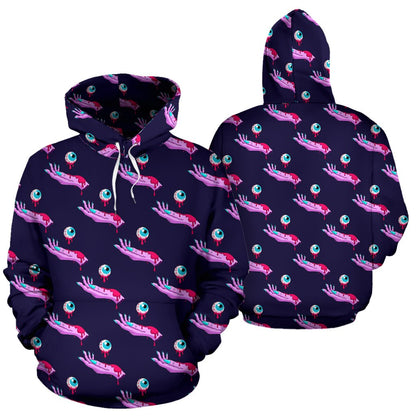 Zombie Pink Hand Design Pattern Print Pullover Hoodie