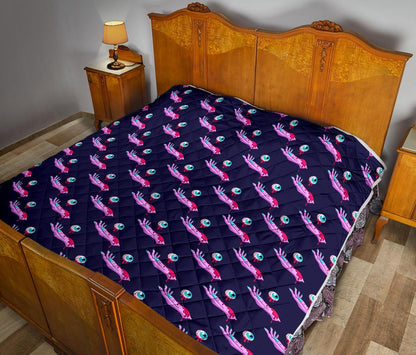 Zombie Pink Hand Design Pattern Print Quilt-JTAMIGO.COM
