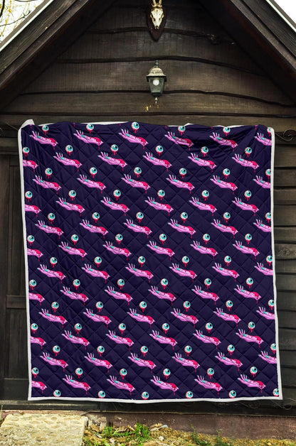 Zombie Pink Hand Design Pattern Print Quilt-JTAMIGO.COM
