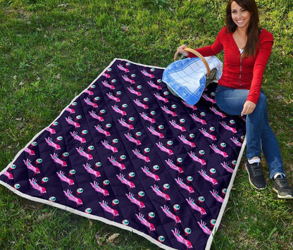 Zombie Pink Hand Design Pattern Print Quilt-JTAMIGO.COM