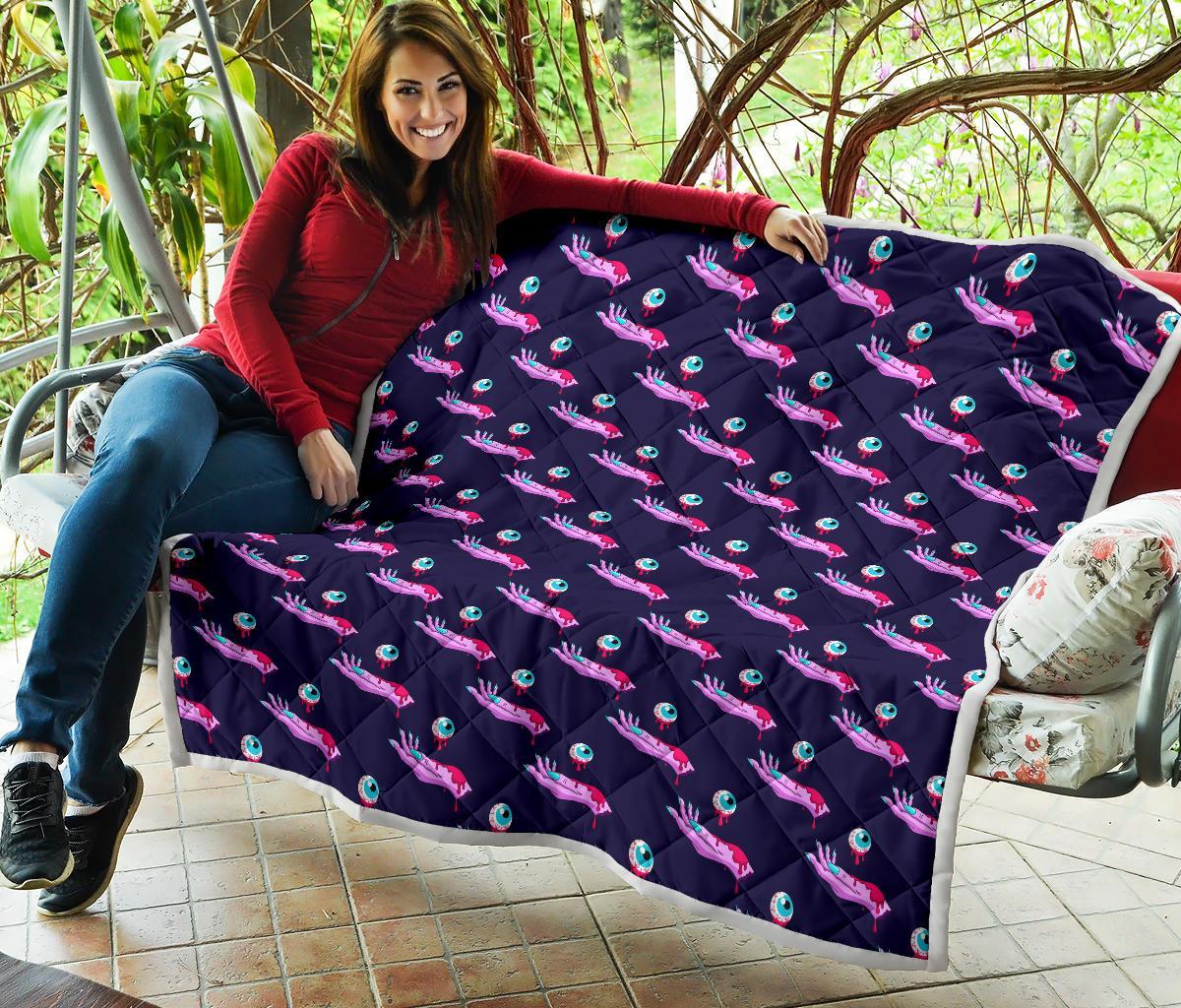 Zombie Pink Hand Design Pattern Print Quilt-JTAMIGO.COM