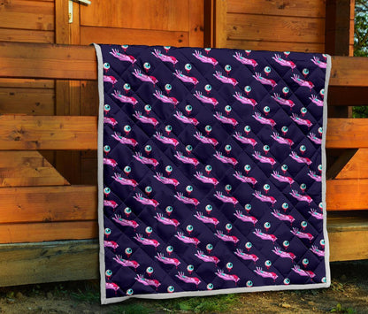 Zombie Pink Hand Design Pattern Print Quilt-JTAMIGO.COM