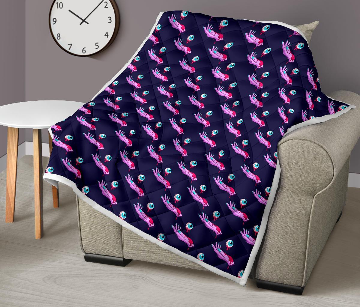 Zombie Pink Hand Design Pattern Print Quilt-JTAMIGO.COM