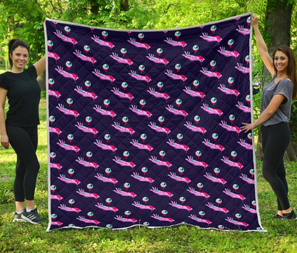 Zombie Pink Hand Design Pattern Print Quilt-JTAMIGO.COM