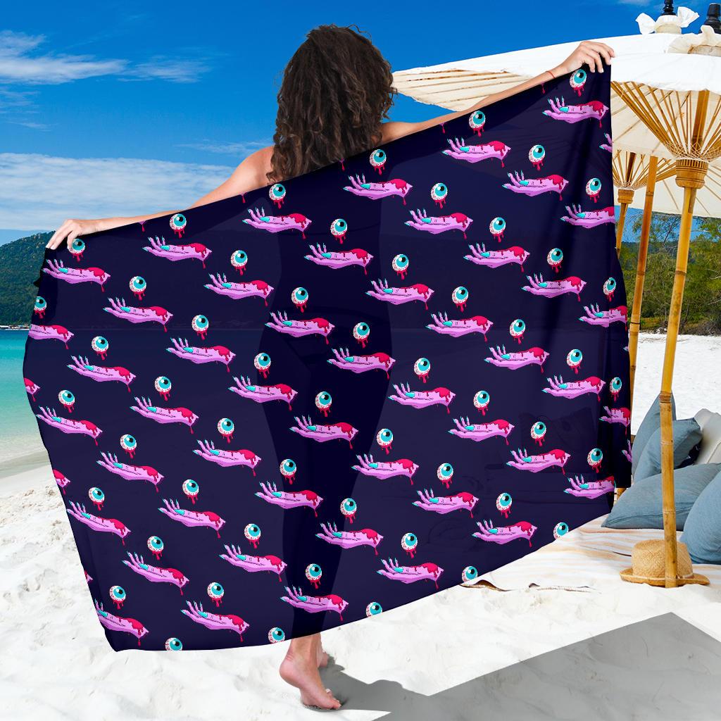Zombie Pink Hand Design Pattern Print Sarong Pareo Wrap