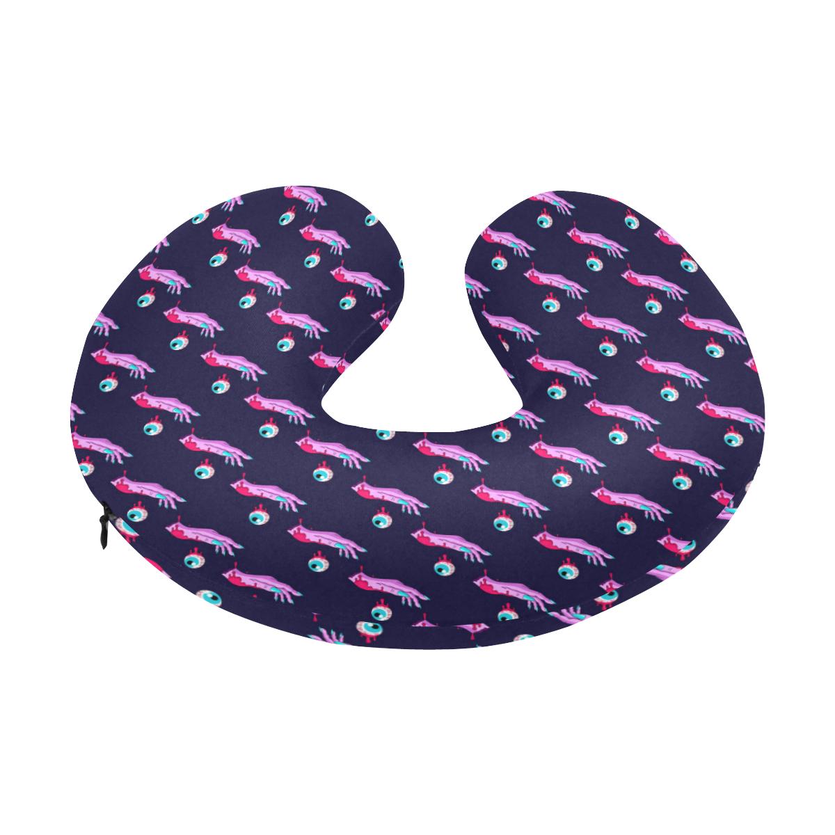 Zombie Pink Hand Design Pattern Print U-Shaped Travel Neck Pillow-JTAMIGO.COM