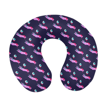 Zombie Pink Hand Design Pattern Print U-Shaped Travel Neck Pillow-JTAMIGO.COM