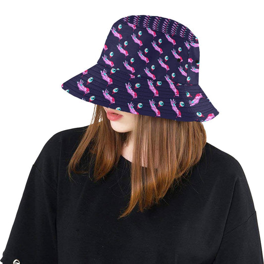 Zombie Pink Hand Design Pattern Print Unisex Bucket Hat
