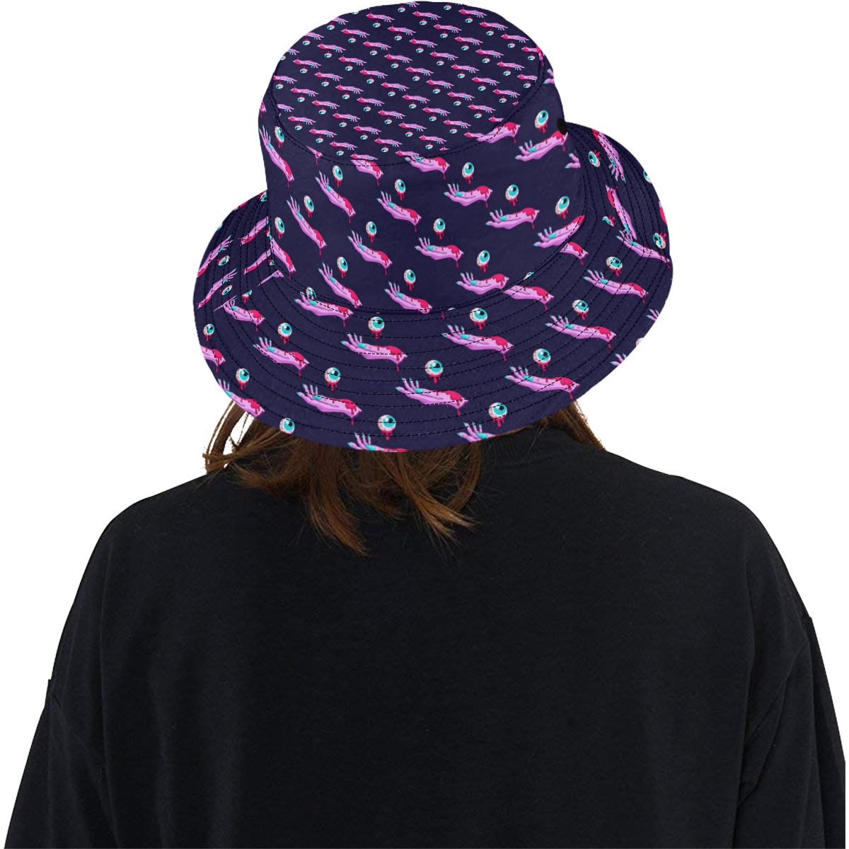 Zombie Pink Hand Design Pattern Print Unisex Bucket Hat