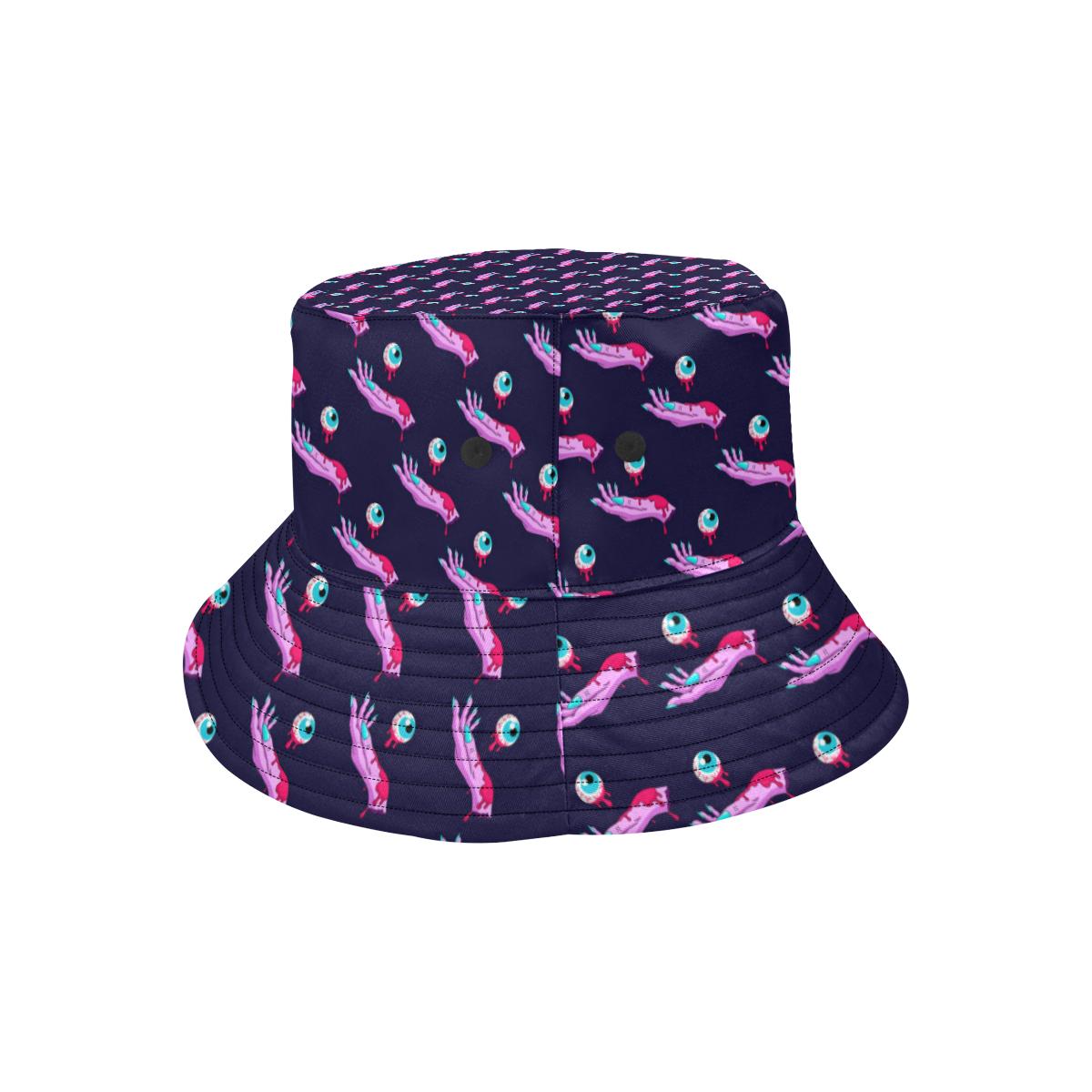 Zombie Pink Hand Design Pattern Print Unisex Bucket Hat