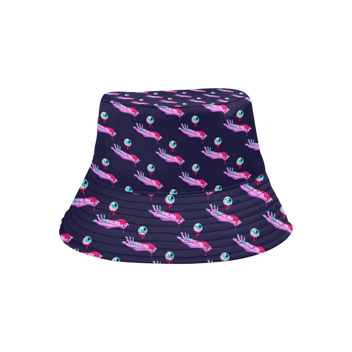 Zombie Pink Hand Design Pattern Print Unisex Bucket Hat