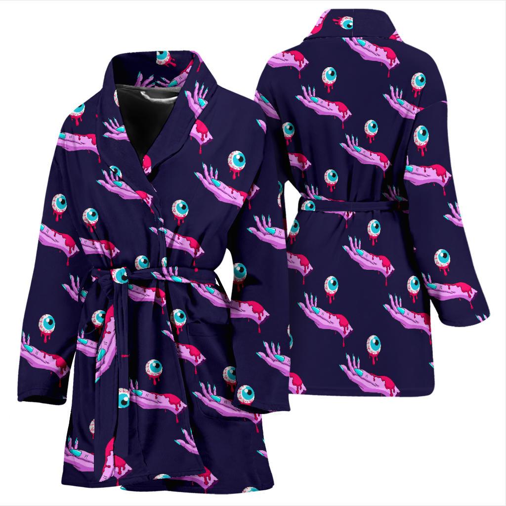 Zombie Pink Hand Design Pattern Print Women Bath Robe-JTAMIGO.COM