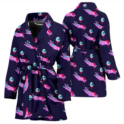 Zombie Pink Hand Design Pattern Print Women Bath Robe-JTAMIGO.COM