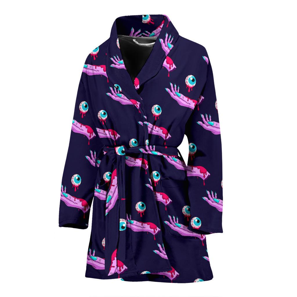 Zombie Pink Hand Design Pattern Print Women Bath Robe-JTAMIGO.COM