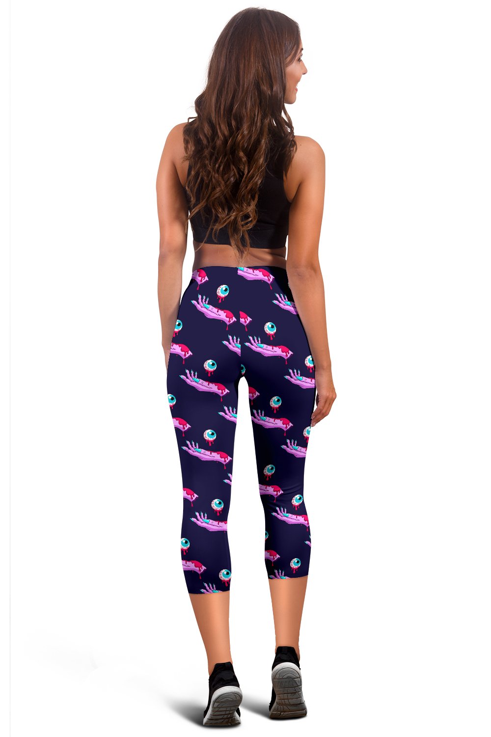 Zombie Pink Hand Design Pattern Print Women Capris
