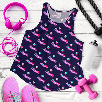 Zombie Pink Hand Design Pattern Print Women Racerback Tank Top