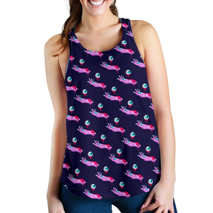Zombie Pink Hand Design Pattern Print Women Racerback Tank Top