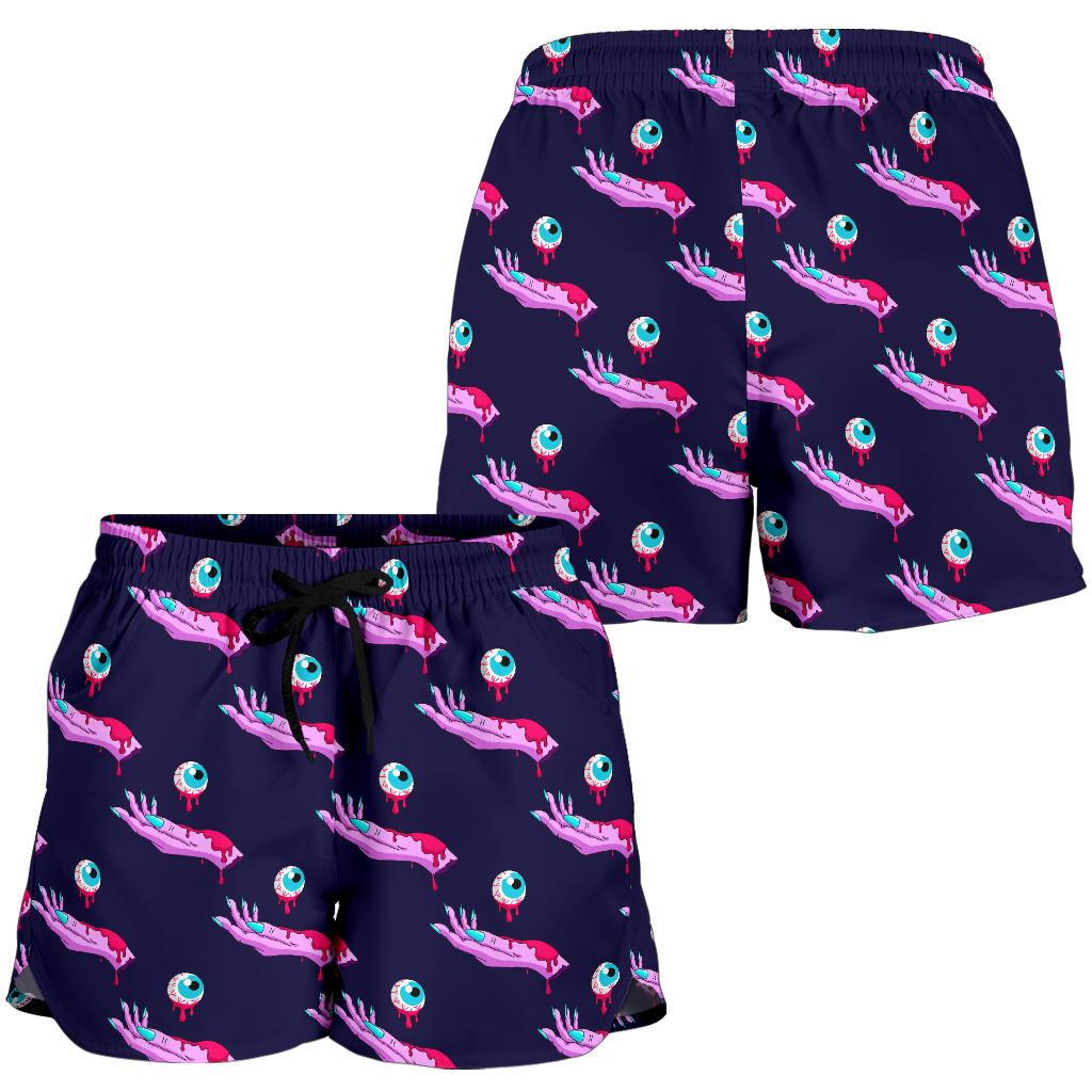 Zombie Pink Hand Design Pattern Print Women Shorts-JTAMIGO.COM