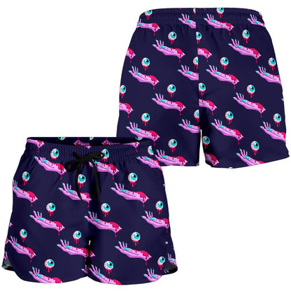 Zombie Pink Hand Design Pattern Print Women Shorts-JTAMIGO.COM