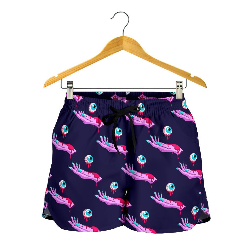 Zombie Pink Hand Design Pattern Print Women Shorts-JTAMIGO.COM