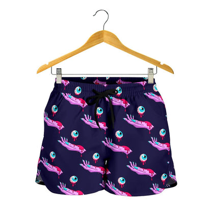 Zombie Pink Hand Design Pattern Print Women Shorts-JTAMIGO.COM