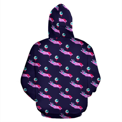 Zombie Pink Hand Design Pattern Print Zip Up Hoodie