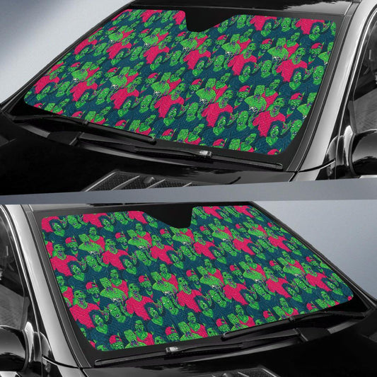 Zombie Themed Design Pattern Print Car Sun Shade For Windshield