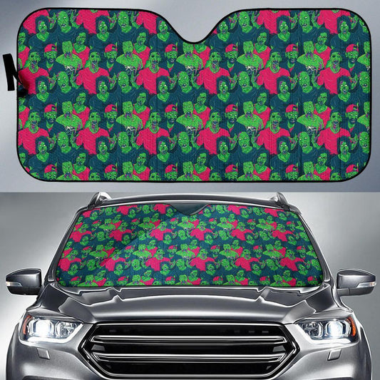 Zombie Themed Design Pattern Print Car Sun Shade For Windshield