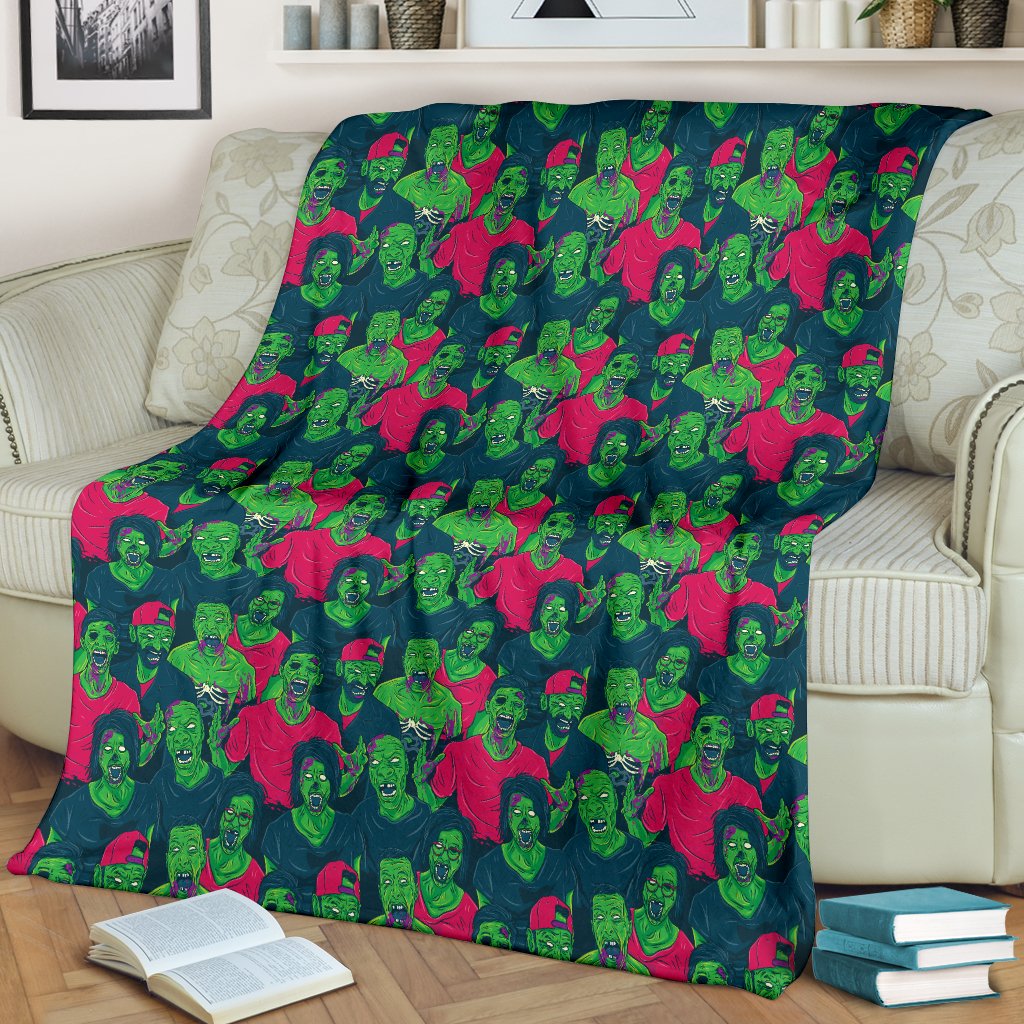 Zombie Themed Design Pattern Print Fleece Blanket