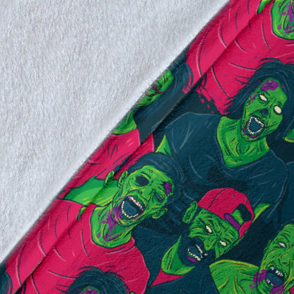 Zombie Themed Design Pattern Print Fleece Blanket