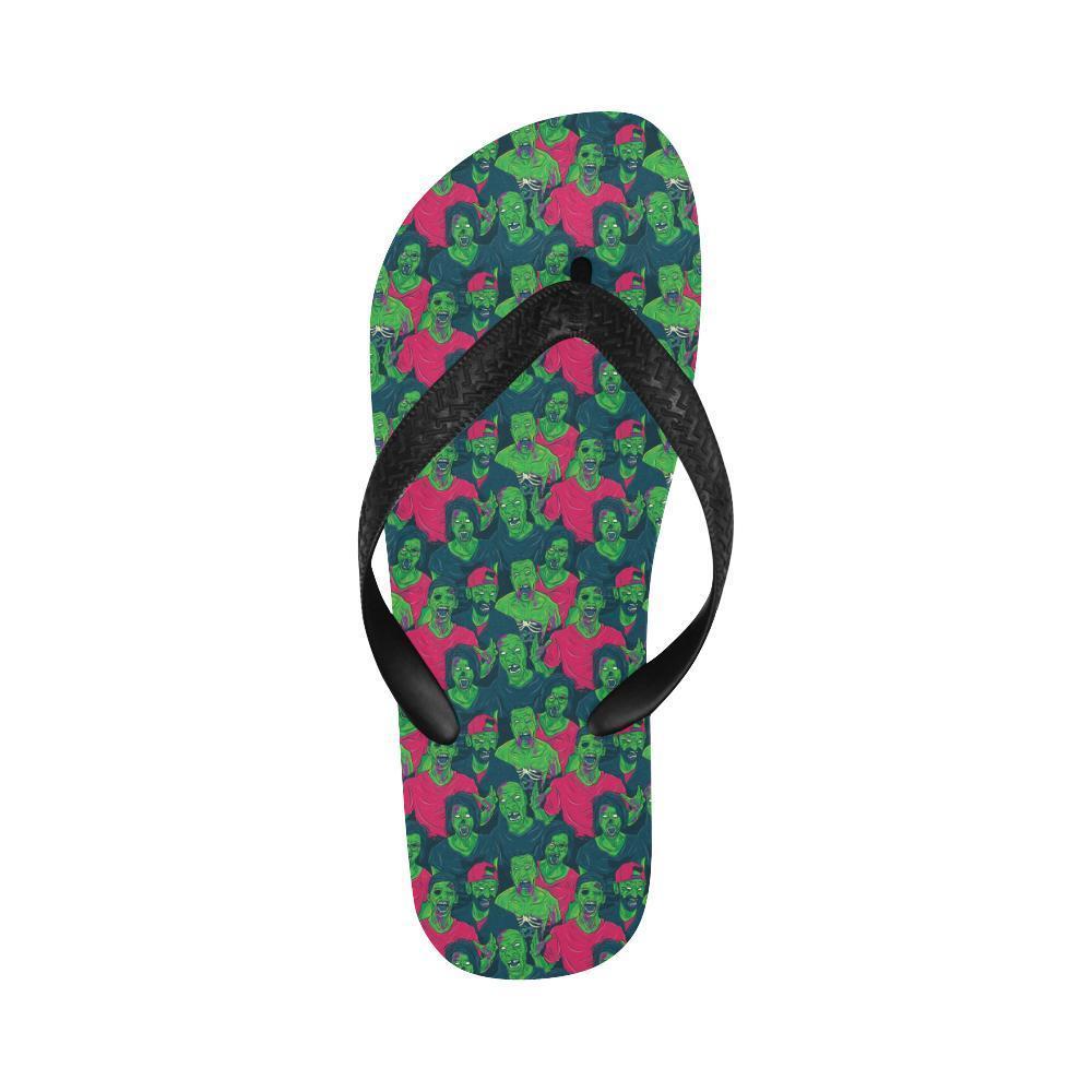Zombie Themed Design Pattern Print Flip Flops-JTAMIGO.COM