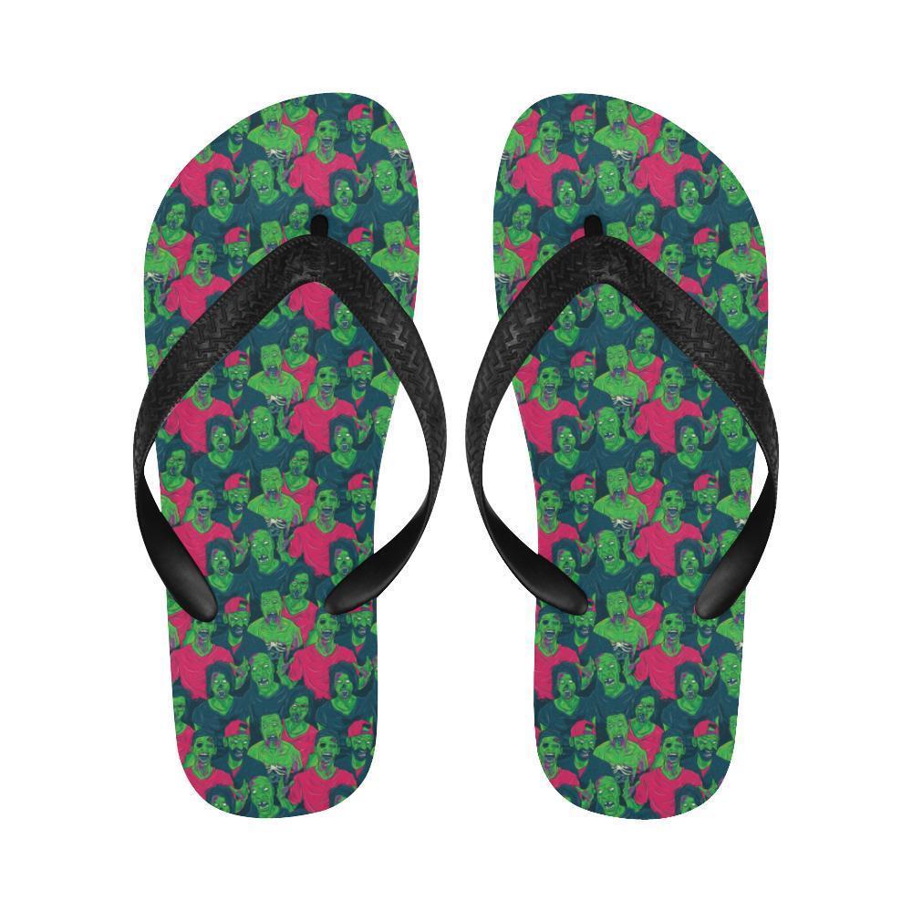 Zombie Themed Design Pattern Print Flip Flops-JTAMIGO.COM