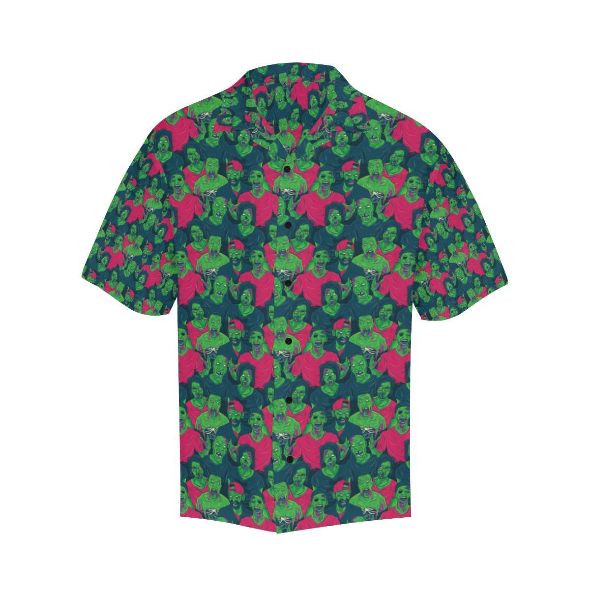Zombie Themed Design Pattern Print Men Aloha Hawaiian Shirt