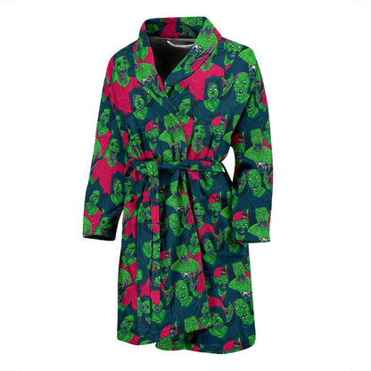 Zombie Themed Design Pattern Print Men Bath Robe-JTAMIGO.COM