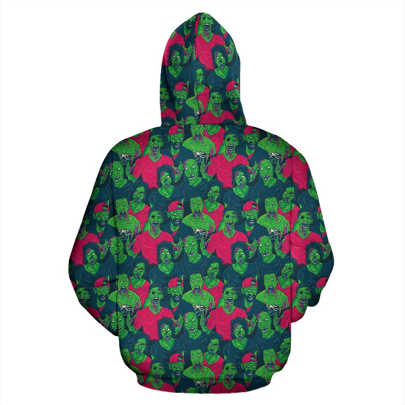 Zombie Themed Design Pattern Print Pullover Hoodie