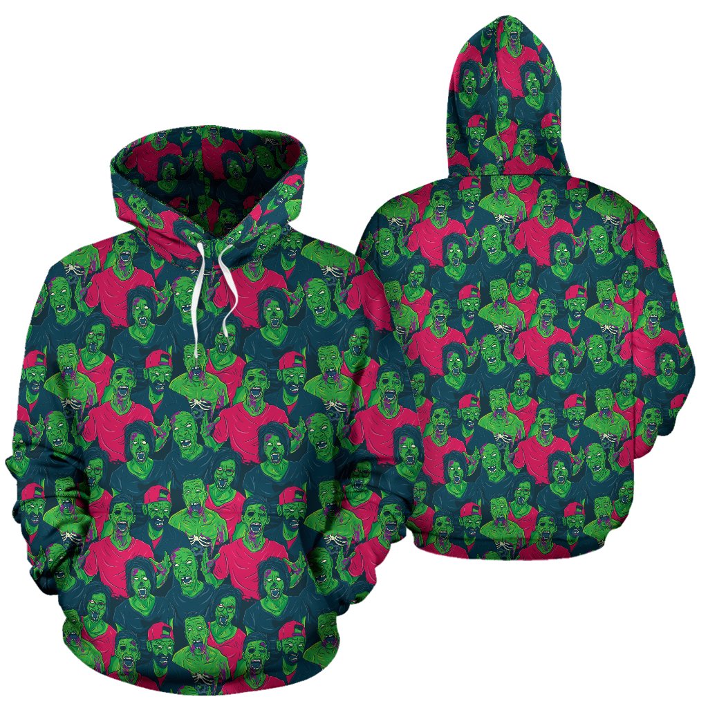 Zombie Themed Design Pattern Print Pullover Hoodie